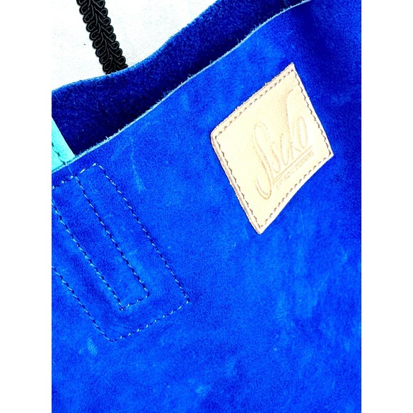 SSEKO DESIGNS Cobalt & Turquoise Blue NWT Genuine Suede Bucket Shoulder Bag Tote - Picture 7 of 11